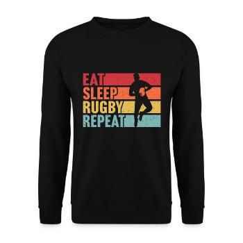 retro eat sleep rugby - Sweat-shirt Unisexe - noir - Devant - Alina (178cm) & Michal (187cm)
