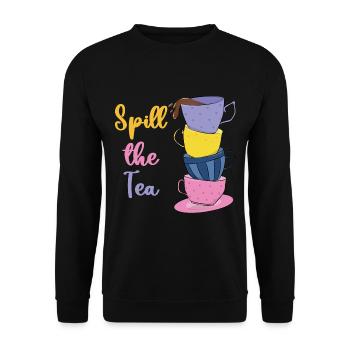 Spill The Tea - Funny Pun - Unisex Sweatshirt - black - Front - Alina (178cm) & Michal (187cm)