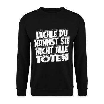 Sarkusmus Spruch Schwarzer Humor Lustiges Ironie - Unisex Pullover - Schwarz - Vorne - Alina (178cm) & Michal (187cm)