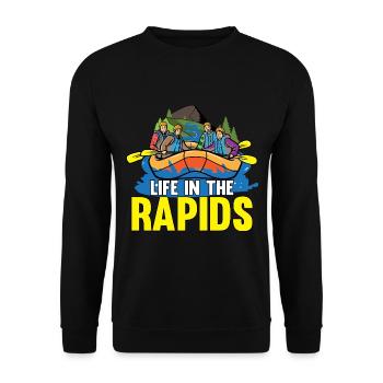 Rafting Wildwasser Kanu Kajak - Unisex Pullover - Schwarz - Vorne - Alina (178cm) & Michal (187cm)