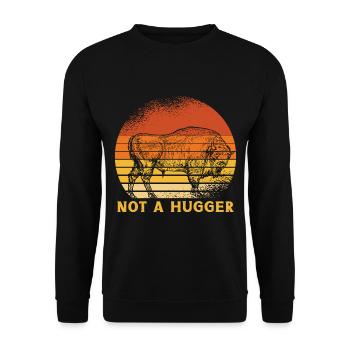 Amerikanischer Bison Büffel - Unisex Pullover - Schwarz - Vorne - Alina (178cm) & Michal (187cm)