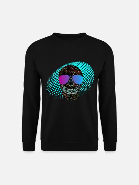 Disco Schädel Party Schädel 3D Neon - Unisex Pullover - Schwarz