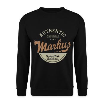 Markus gift Tshirt personalized name markus - Unisex Sweatshirt - black - Front - Alina (178cm) & Michal (187cm)