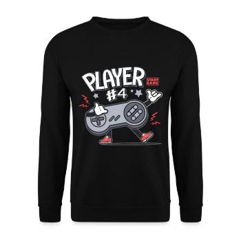 Gamer Player 4 console video games Family - Unisex Sweatshirt - black - Front - Alina (178cm) & Michal (187cm)