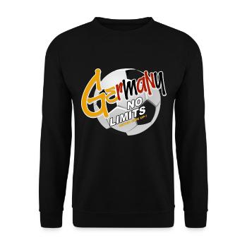 Germany no limits Fussball Fussballspiel - Unisex Pullover - Schwarz - Vorne - Alina (178cm) & Michal (187cm)
