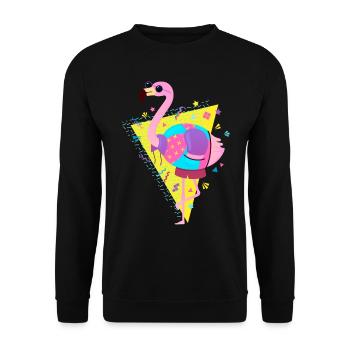 80s Style Flamingo With Sunglasses - Unisex Sweatshirt - black - Front - Alina (178cm) & Michal (187cm)