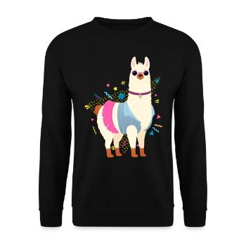 90s Style Llama - Sweat-shirt Unisexe - noir - Devant - Alina (178cm) & Michal (187cm)