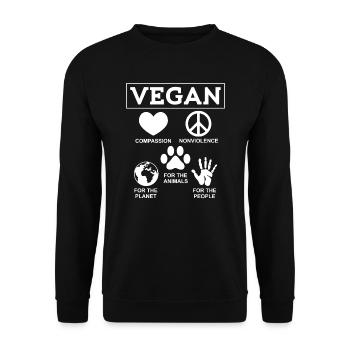 Vegan Compassion Nonviolence For The Planet - Unisex Pullover - Schwarz - Vorne - Alina (178cm) & Michal (187cm)