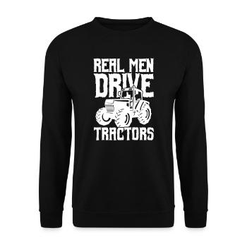 Real Men Drive Tractors - Unisex Pullover - Schwarz - Vorne - Alina (178cm) & Michal (187cm)