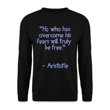 Citation d’Aristote - He who has | Sagesse - Sweat-shirt Unisexe - noir - Devant - Alina (178cm) & Michal (187cm)