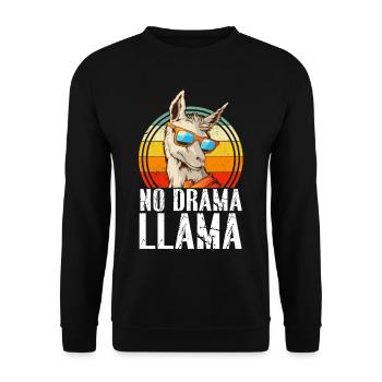 No Drama LLama - Unisex Sweatshirt - black - Front - Alina (178cm) & Michal (187cm)