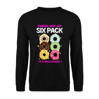 Regarde mon pack de six ! - Donuts - Sweat-shirt Unisexe - noir - Devant - Alina (178cm) & Michal (187cm)