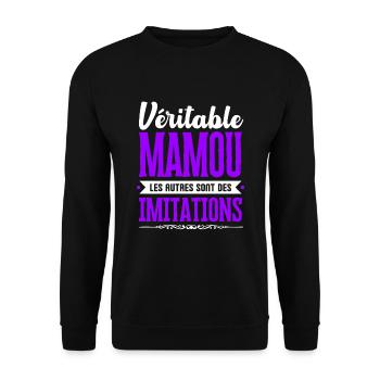 Véritable Mamou les autres sont des imitations ! - Sweat-shirt Unisexe - noir - Devant - Alina (178cm) & Michal (187cm)