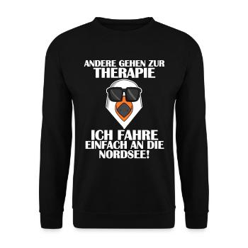 Nordsee Plattdeutsch Spruch - Unisex Pullover - Schwarz - Vorne - Alina (178cm) & Michal (187cm)