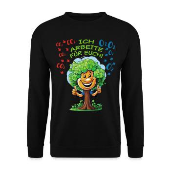 Der Freundliche Baum - hell - Unisex Pullover - Schwarz - Vorne - Alina (178cm) & Michal (187cm)
