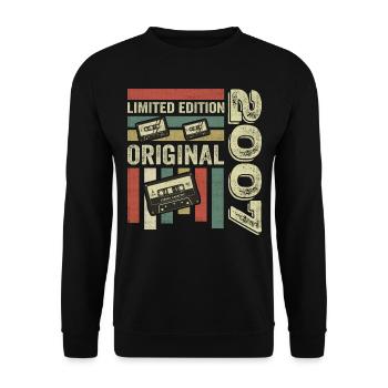Vintage 2007 - Retro Geburtstagsspruch 2007 - Unisex Pullover - Schwarz - Vorne - Alina (178cm) & Michal (187cm)
