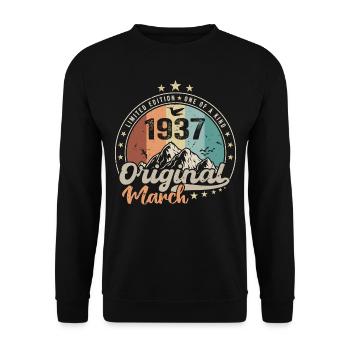 Cadeau D'anniversaire Nées En Mars 1937 Retro 1937 - Sweat-shirt Unisexe - noir - Devant - Alina (178cm) & Michal (187cm)