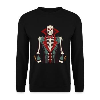 Une cage thoracique squelette, un smoking vampire imprimé Costume - Sweat-shirt Unisexe - noir - Devant - Alina (178cm) & Michal (187cm)