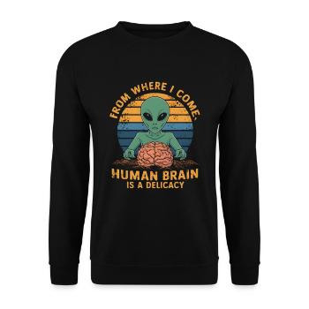 Alien d’où je viens le cerveau humain est un délice - Sweat-shirt Unisexe - noir - Devant - Alina (178cm) & Michal (187cm)