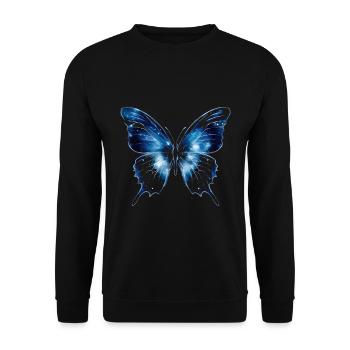 Blauer Schmetterling - Unisex Pullover - Schwarz - Vorne - Alina (178cm) & Michal (187cm)