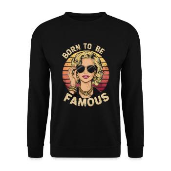 Né pour être célèbre femme Vintage coucher de soleil rétro - Sweat-shirt Unisexe - noir - Devant - Alina (178cm) & Michal (187cm)