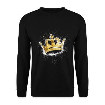 Crown with white color - Unisex Sweatshirt - black - Front - Alina (178cm) & Michal (187cm)