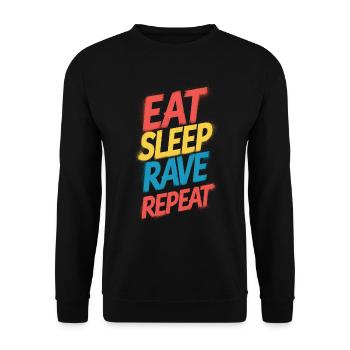 Essen Schlaf Rave Wiederholen - Unisex Pullover - Schwarz - Vorne - Alina (178cm) & Michal (187cm)