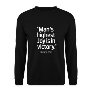 Gengis khan cite la plus grande joie de l’homme est dans la victoire - Sweat-shirt Unisexe - noir - Devant - Alina (178cm) & Michal (187cm)
