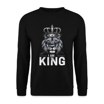 I am king lion with crown - Unisex Sweatshirt - black - Front - Alina (178cm) & Michal (187cm)