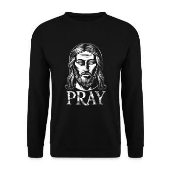 Jesus Christus bete - Unisex Pullover - Schwarz - Vorne - Alina (178cm) & Michal (187cm)