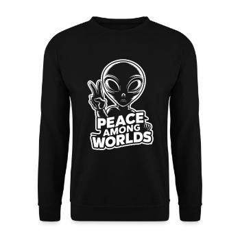 Alien peace among worlds - Unisex Sweatshirt - black - Front - Alina (178cm) & Michal (187cm)