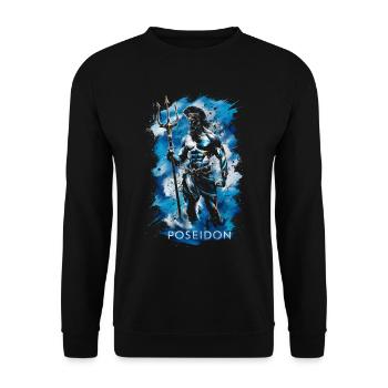 Poseidon Trident - Unisex Sweatshirt - black - Front - Alina (178cm) & Michal (187cm)