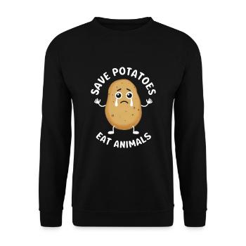 Sauver les pommes de terre, manger les animaux - Sweat-shirt Unisexe - noir - Devant - Alina (178cm) & Michal (187cm)