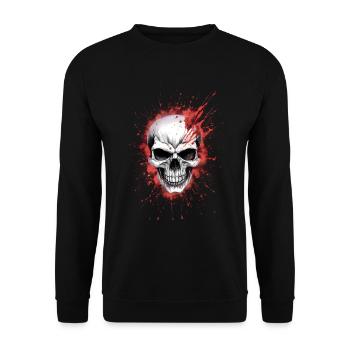 Unheimlicher Schädel mit Blut - Unisex Pullover - Schwarz - Vorne - Alina (178cm) & Michal (187cm)
