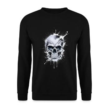 Skull with white color - Unisex Sweatshirt - black - Front - Alina (178cm) & Michal (187cm)