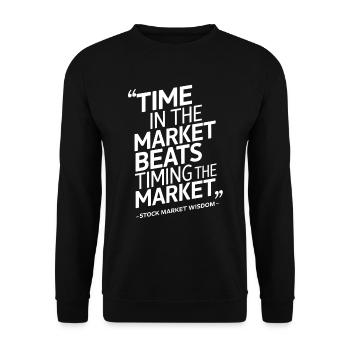 Börsenweisheit Zeit auf dem Markt schlägt - Unisex Pullover - Schwarz - Vorne - Alina (178cm) & Michal (187cm)