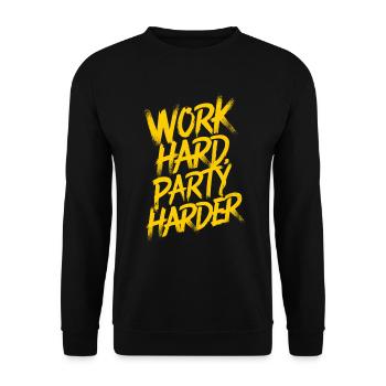 Hart arbeiten, noch härter feiern - Unisex Pullover - Schwarz - Vorne - Alina (178cm) & Michal (187cm)