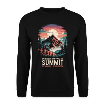 Work your way up to the summit the view will be - Unisex Sweatshirt - black - Front - Alina (178cm) & Michal (187cm)