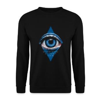 Blaues Auge Wir sehen die Welt nicht so, wie sie ist - Unisex Pullover - Schwarz - Vorne - Alina (178cm) & Michal (187cm)
