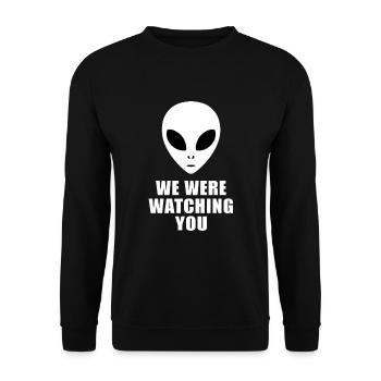 Alien, wir haben dich beobachtet - Unisex Pullover - Schwarz - Vorne - Alina (178cm) & Michal (187cm)