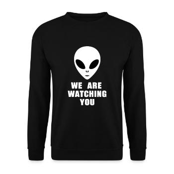 Alien, wir beobachten dich - Unisex Pullover - Schwarz - Vorne - Alina (178cm) & Michal (187cm)