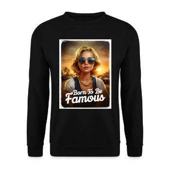 Born to be famous girl lunettes de soleil coucher de soleil - Sweat-shirt Unisexe - noir - Devant - Alina (178cm) & Michal (187cm)