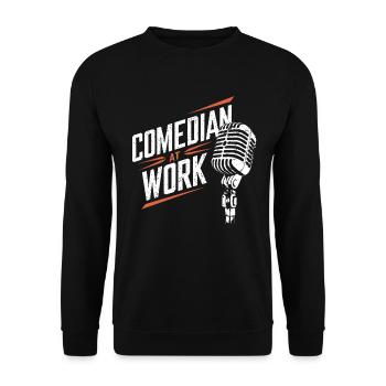 Comedian at work Microphone Stand up comedy - Unisex Sweatshirt - black - Front - Alina (178cm) & Michal (187cm)