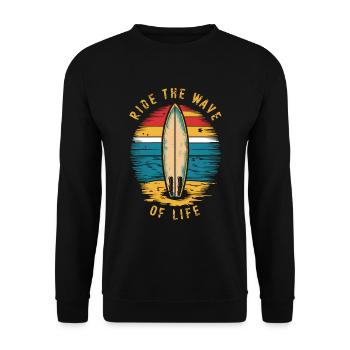 Ride the wave of life / Surfer / Retro vintage - Unisex Sweatshirt - black - Front - Alina (178cm) & Michal (187cm)