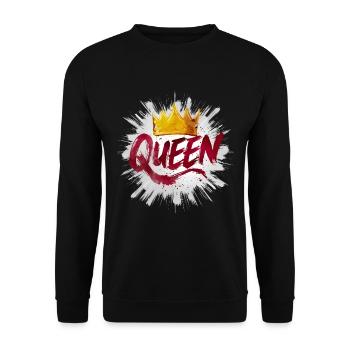 Königin mit Diadem - Unisex Pullover - Schwarz - Vorne - Alina (178cm) & Michal (187cm)