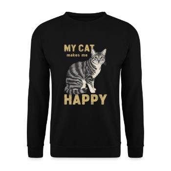 Mon chat me rend heureuse - Sweat-shirt Unisexe - noir - Devant - Alina (178cm) & Michal (187cm)