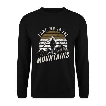 Mit mir in die Berge / Wandern - Unisex Pullover - Schwarz - Vorne - Alina (178cm) & Michal (187cm)