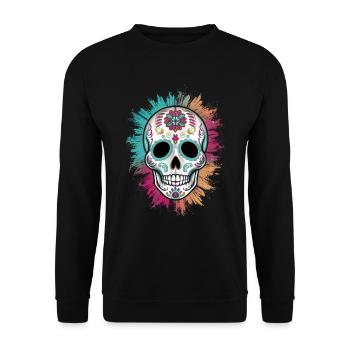 Tag der Toten / Dia de los muertos / Sugar Skull - Unisex Pullover - Schwarz - Vorne - Alina (178cm) & Michal (187cm)