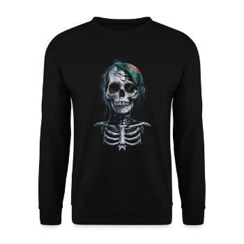 Day of the dead / Skeleton / Sugar Skull - Unisex Sweatshirt - black - Front - Alina (178cm) & Michal (187cm)