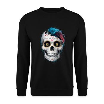 Le Jour des morts / Dia de los muertos / Crâne de sucre - Sweat-shirt Unisexe - noir - Devant - Alina (178cm) & Michal (187cm)